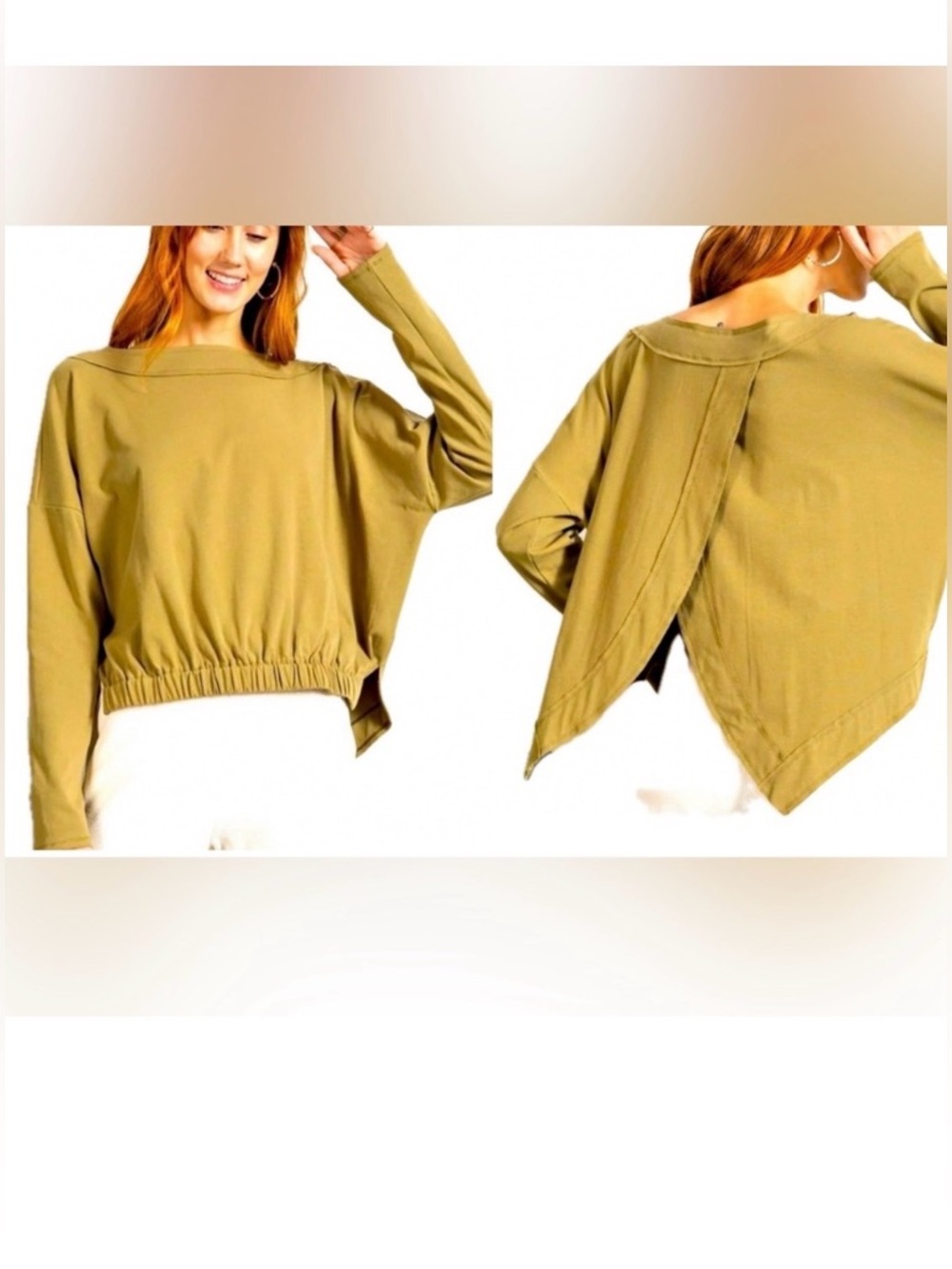 Easel Anthropologie Tasha Open back long sleeve top in Yellow tone S